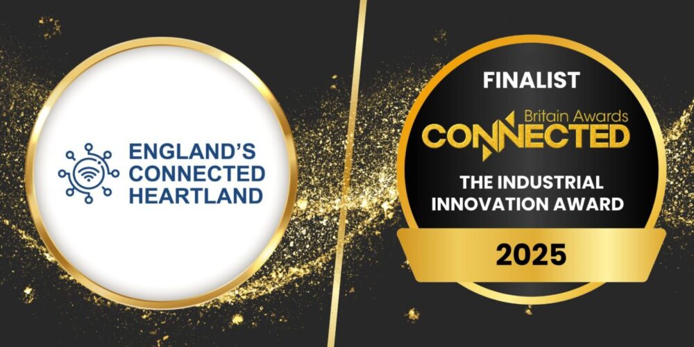 image shows England's Connected Heartland logo and Connected Britain Awards Finalist logo